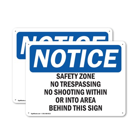 Signmission Safety Zone No Trespassing No Shooting Within OSHA Notice Sign, Plastic, 10in W x 7in L, 2PK OS-2PACK-NS-P-710-L-18230
